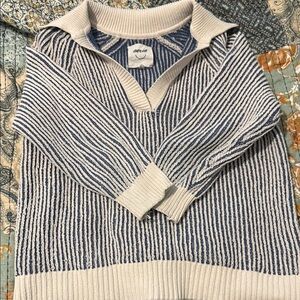 Aerie Blue and Cream Striped Sweater